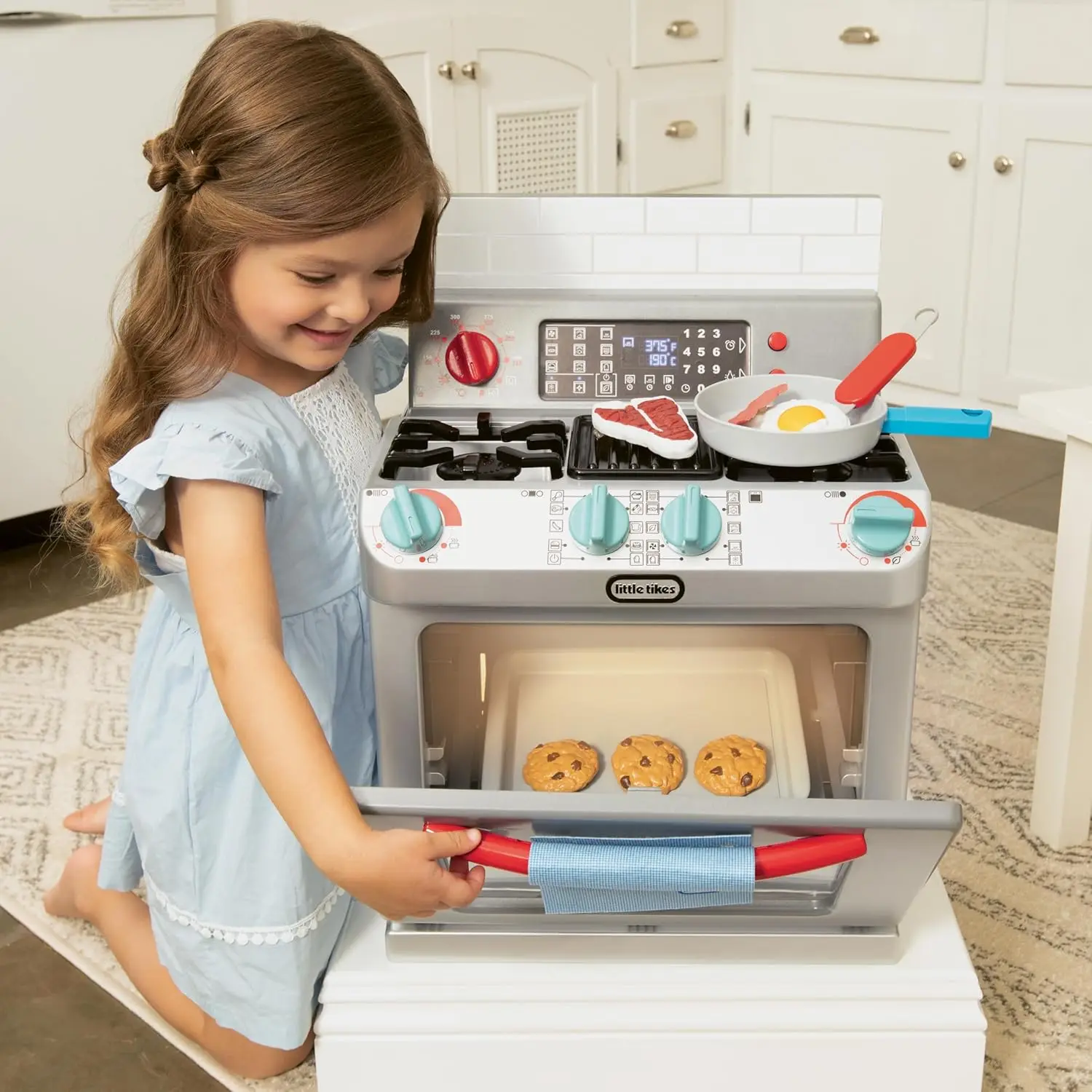 Aparato de juego de simulación realista para niños, primer horno, juego de cocina con 11 accesorios y sonidos de cocina realistas, juguete único