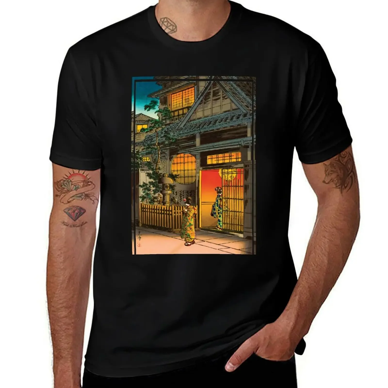 Yotsuya Araki Yokocho by Tsuchiya Koitsu T-Shirt designer shirts Blouse clothes t shirt men 100℅ cotton