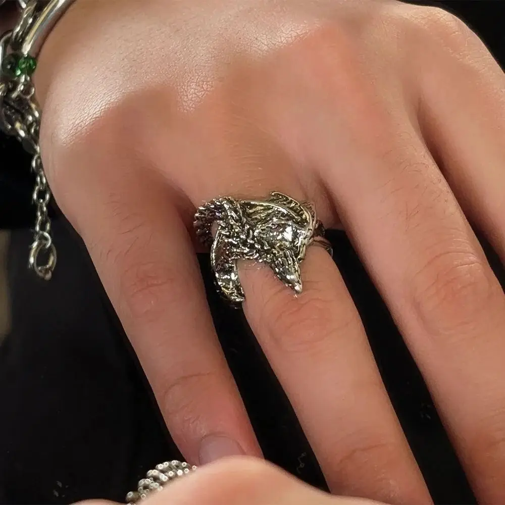Fashion Punk Style Dragon Rings Adjustable Vintage Pterosaur Wings Ring Gothic Retro Black Dragon Rings Party Gifts
