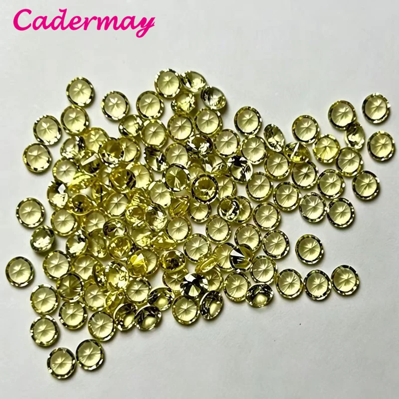 CADERMAY Clarity VVS Clear Round Cut Lab Grown yellow Sapphire Loose Stones For Inlaid Jewelry Making DIY