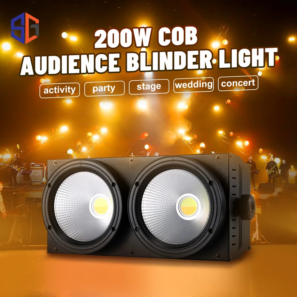 

200W Cob 2 Eyes LED Par Cold / Warm White 2IN1 DMX Blinder Stage Light Voice Control For Party Club DJ Disco Theatre Performance