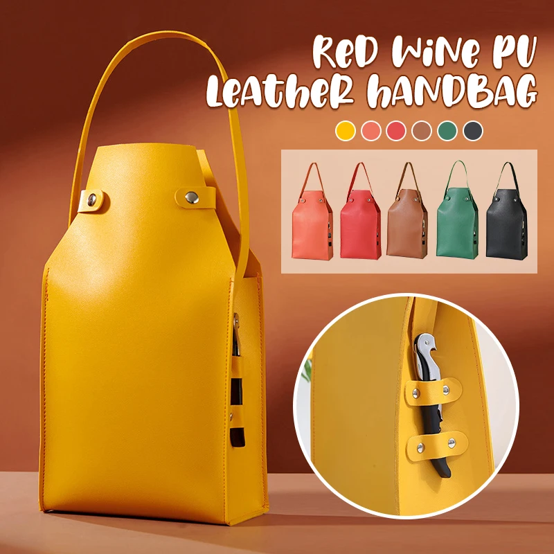 

PU Leather Red Wine Bottle Handbag Double Red Wine Packaging Gift Boxes Champagne Wine Beer Handle Bag Wine Bottle Tote Bags