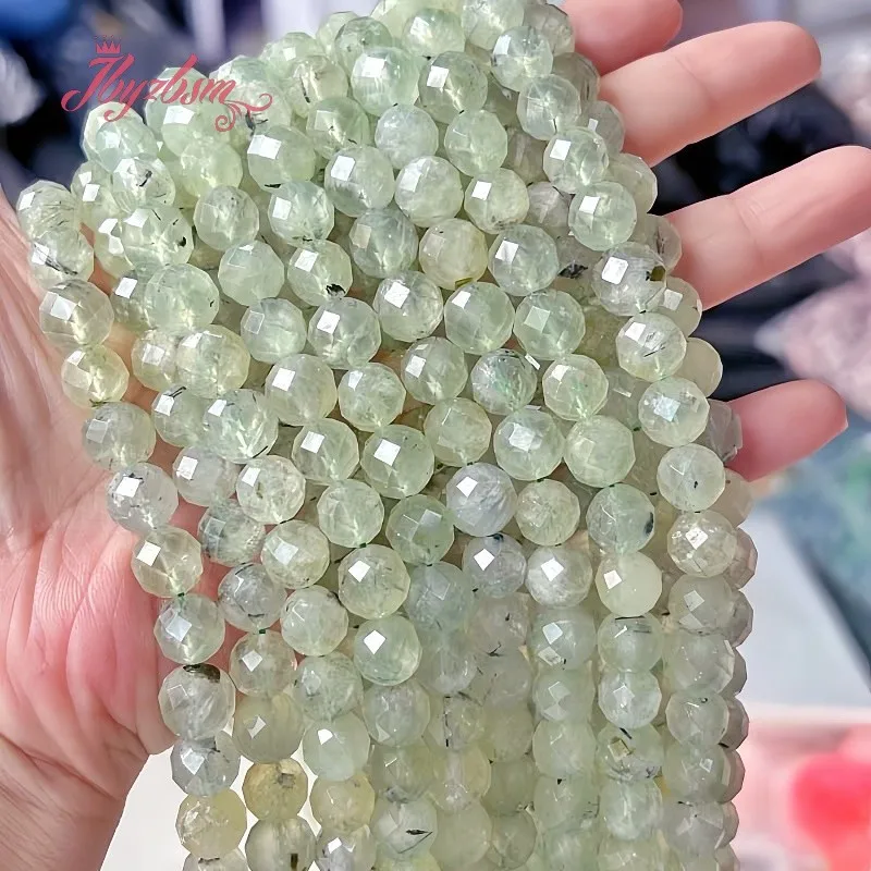 6/8/10/12mm Natural Green Prehnite Round Stone Beads For DIY Loose Beads Bracelet Necklace Jewelry Making Spacer Strand 15 Inch