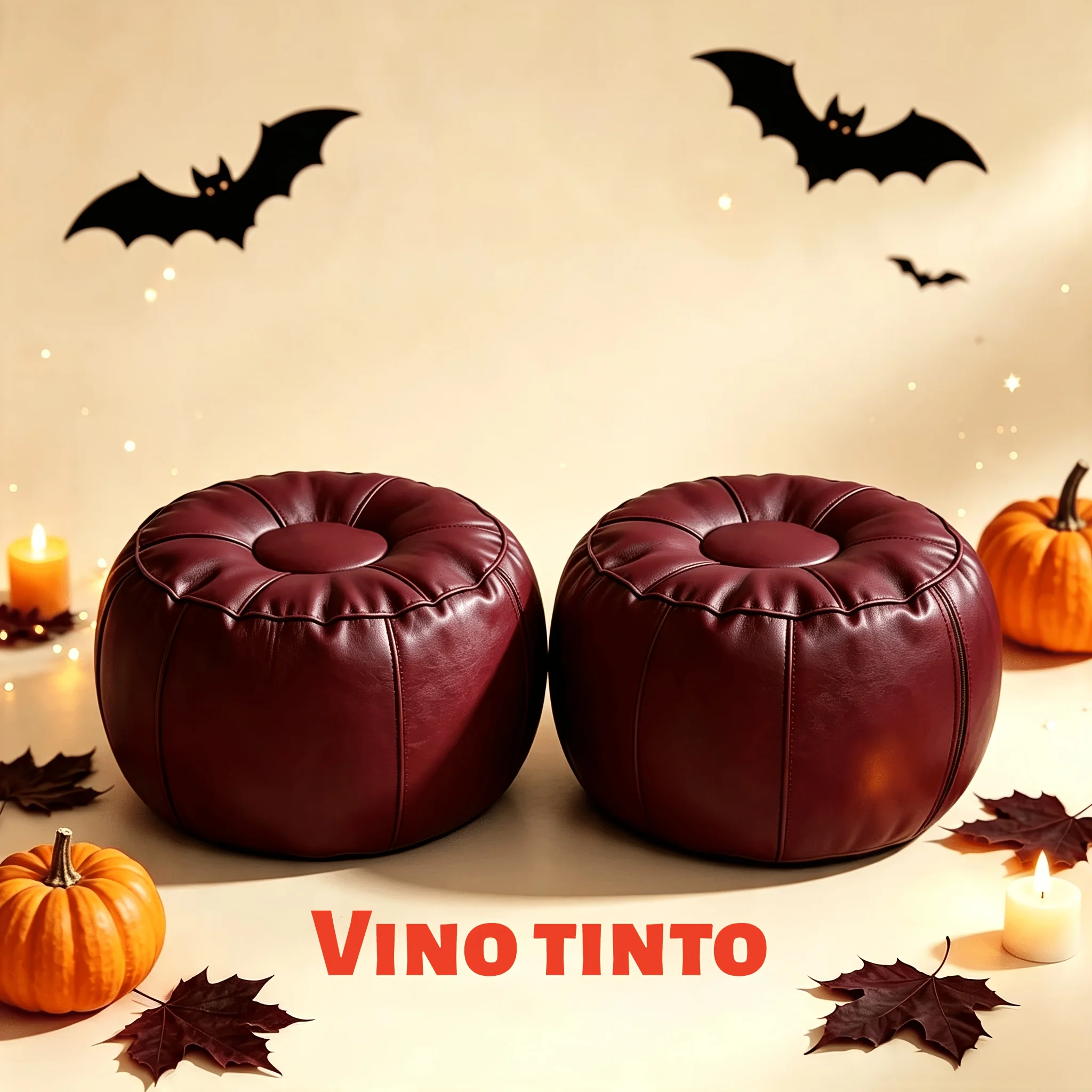 2-Pack Storage Bean Bag Covers: Pumpkin-shaped oval bean bag covers, ideal for storing clothes and household use. Only the covers are included, fillers not provided. Made of faux leather, no stools included.