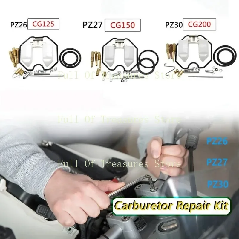 Carburador Repair Kit para Modificação de Motocicleta, Fuel Delivery Parts, Rebuild Tool, Durable Engine Parts, Acessórios, PZ26, PZ27, PZ30