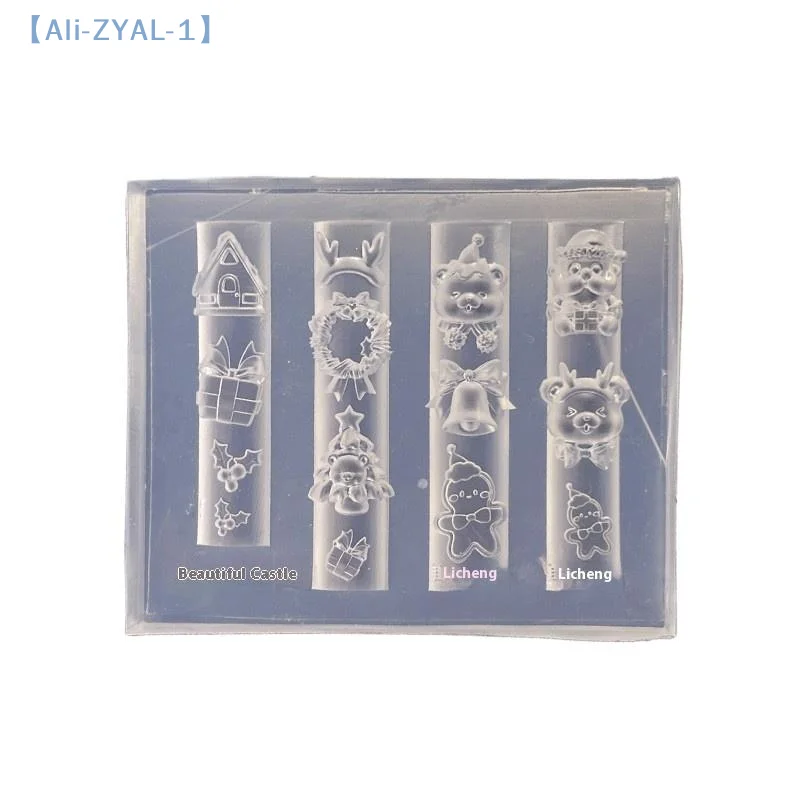 【ZYAL-1】1 Stuks Kerstsneeuwman Kerstboom 3d Nail Mold Kerstman Nail Decoraties Diy Ontwerp Siliconen Manicure Mold
