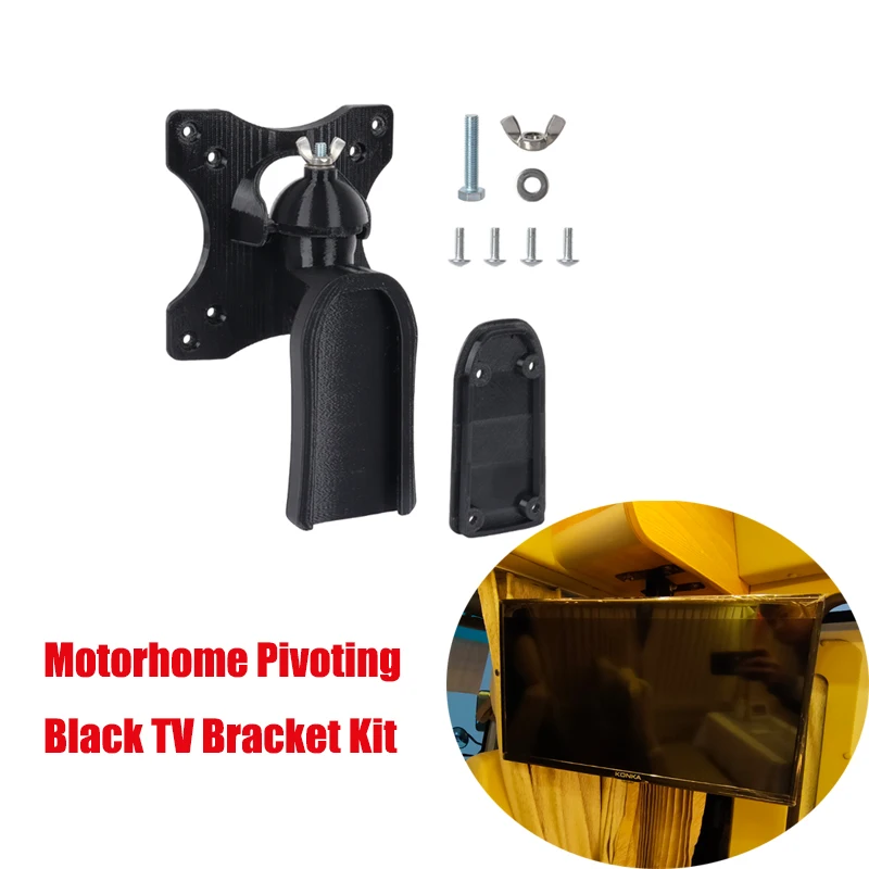 Caravan Pivoting Bracket Kit Wall-Mounted TV Holder For RV Accessories Black Adjustable TV Holder Angle For Comfortable Viewing