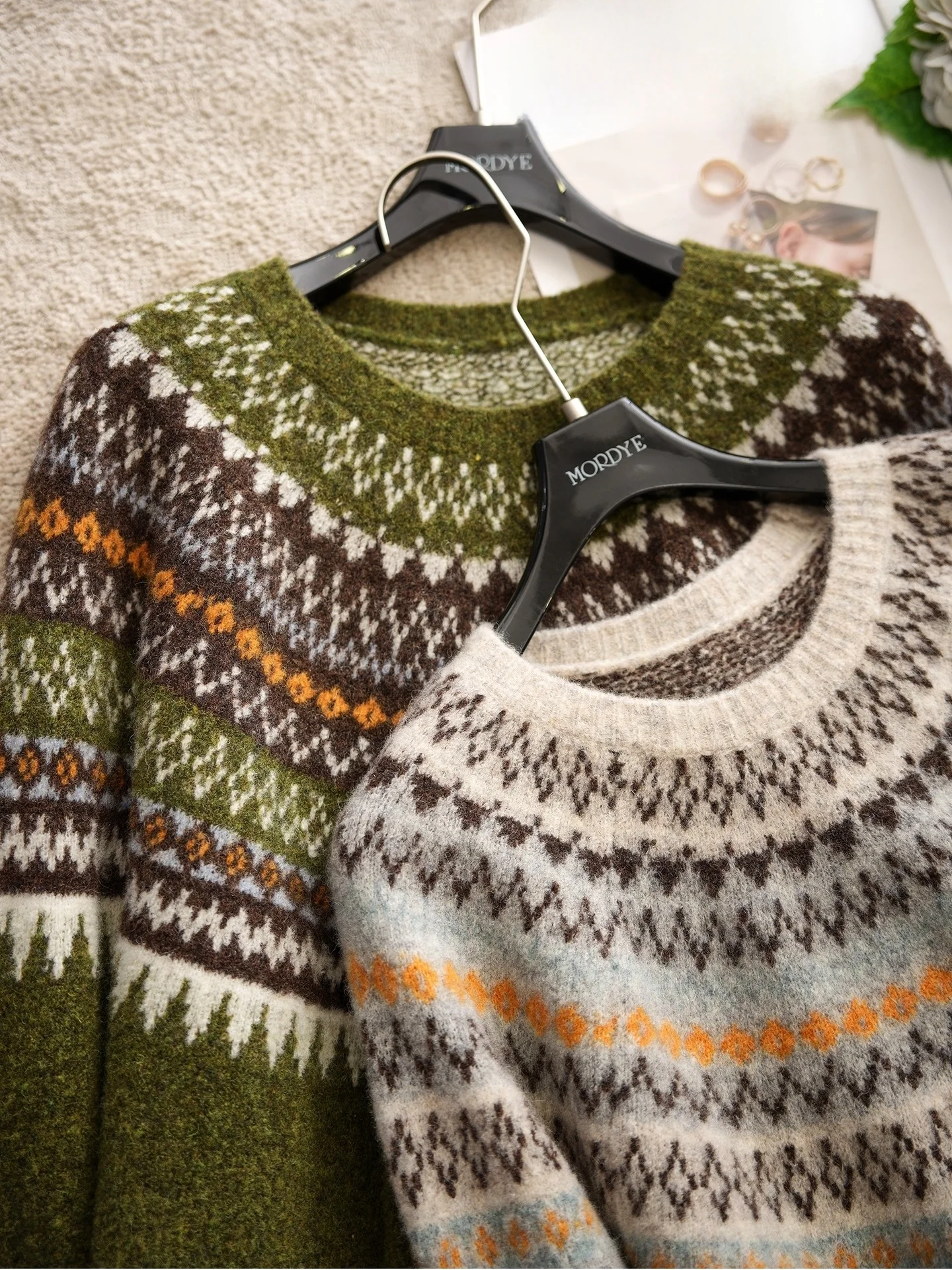 

Nordic Sle Woolen Knitted Sweater Geometric een Patterned 00 Wool Commute Friendly Soft Knitwear for Cam Outdoors