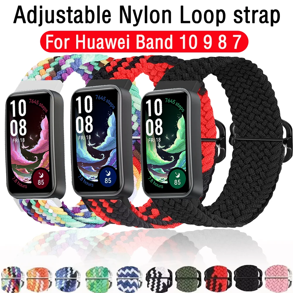 Cinturino sportivo in nylon per Huawei Band 10 9 8 7 Bracciale intrecciato elastico regolabile Bracciale Huawei Band 10 Accessori Correa
