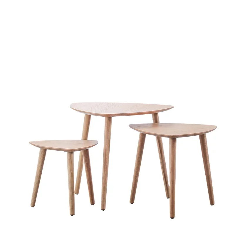 

Simple modern solid wood Japanese-style small apartment, simple sofa edge small round table