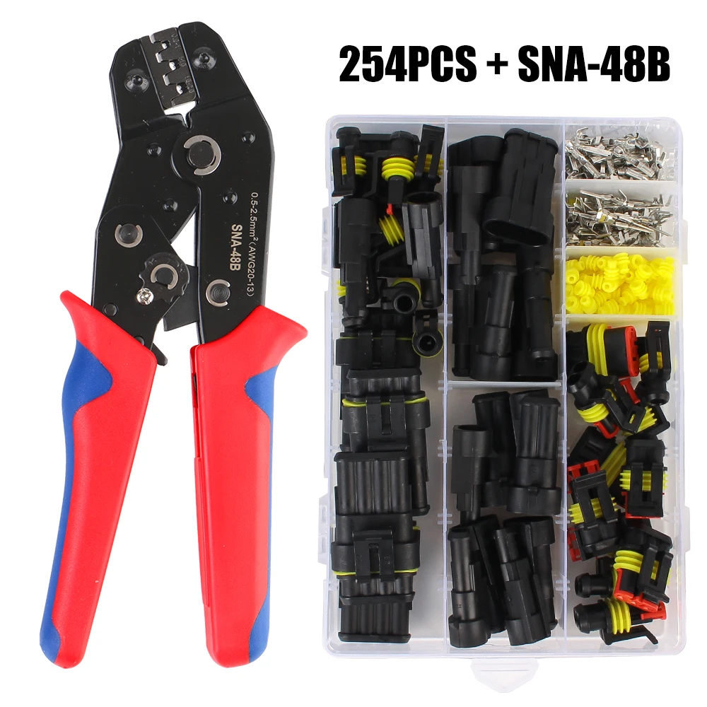 

1/2/3/4-контактные разъемы для автомобильных кабелей, герметичная розетка IP68, водонепроницаемые обжимные клещи SNA-48B, автомобильные разъемы