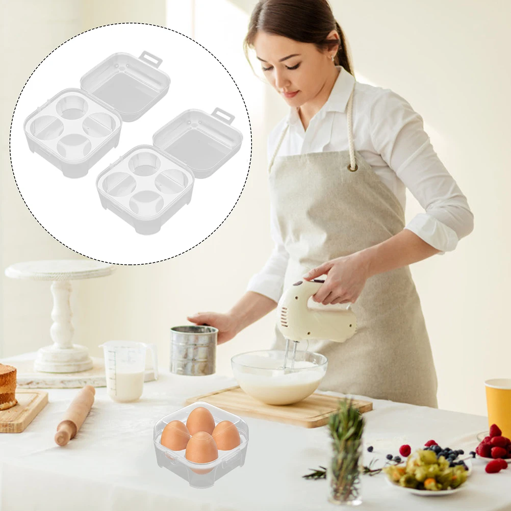

2pcs Fridge Egg Holder Storage Box Container for Refrigerator Counter Durable PP Stackable Space Saving Egg Tray Carrier Box