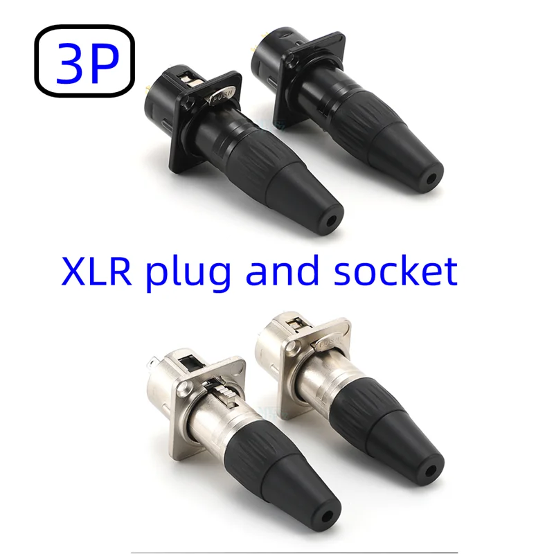 One 3-core Metal XLR Black Silver Gold Plated pin is used for microphone Male Plug and Female Socket