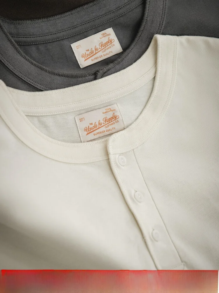 

Футболка Maden Heavyweight из чистого хлопка в американском стиле ретро Генри irt ort Sve Fitn, белая мужская летняя повседневная круглая футболка Ne Top