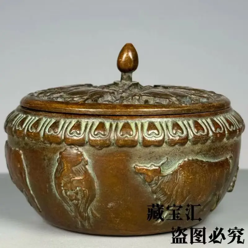 Old Collection Qing Dynasty Qianlong Year Mark Bronze Five Cows Incense Burner Censer for Tea Ceremony Desktop Decor
