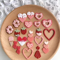 Cortadores de arcilla polimérica con forma de corazón, serie dulce de San Valentín, pendientes de arcilla polimérica, cortador de joyería