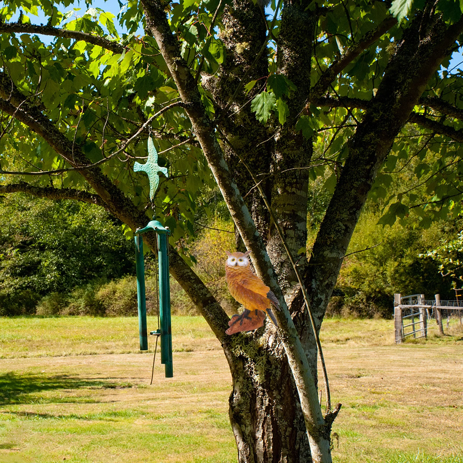 

1Pcs Funny Lovely Owl Garden Decor Light Brown Tree Pendant Safe Eco Friendly Yard Adornment Tree Owl Statues Garden Decoration