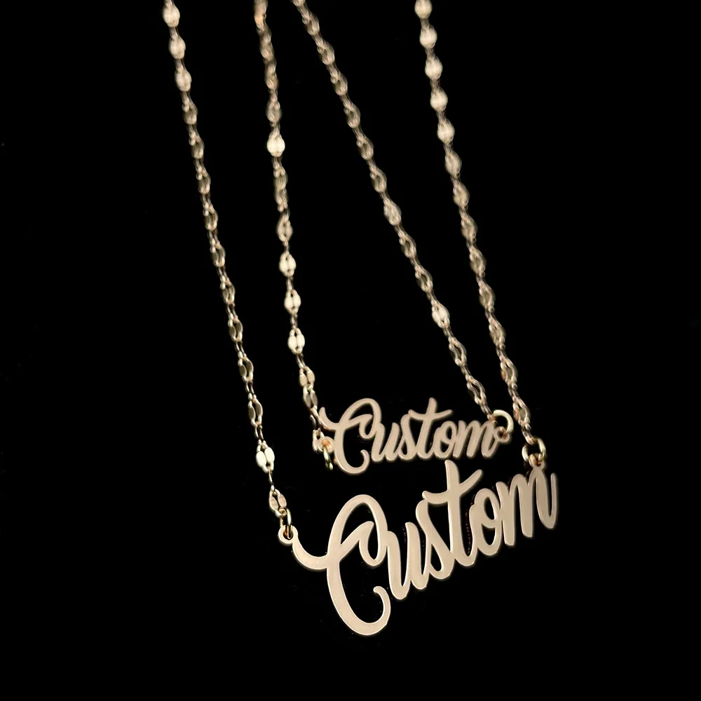 Colares e pulseiras de aço inoxidável para mulheres, Nome personalizado, Letras personalizadas Pingente, Conjunto gargantilha, Jóias, Holiday Party