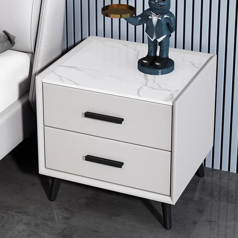 Solid Wood Light Luxury Bedside Table Simple Modern Home Bedroom Mini Rock Slab 50cm Simple Storage Storage Cabinet Complete