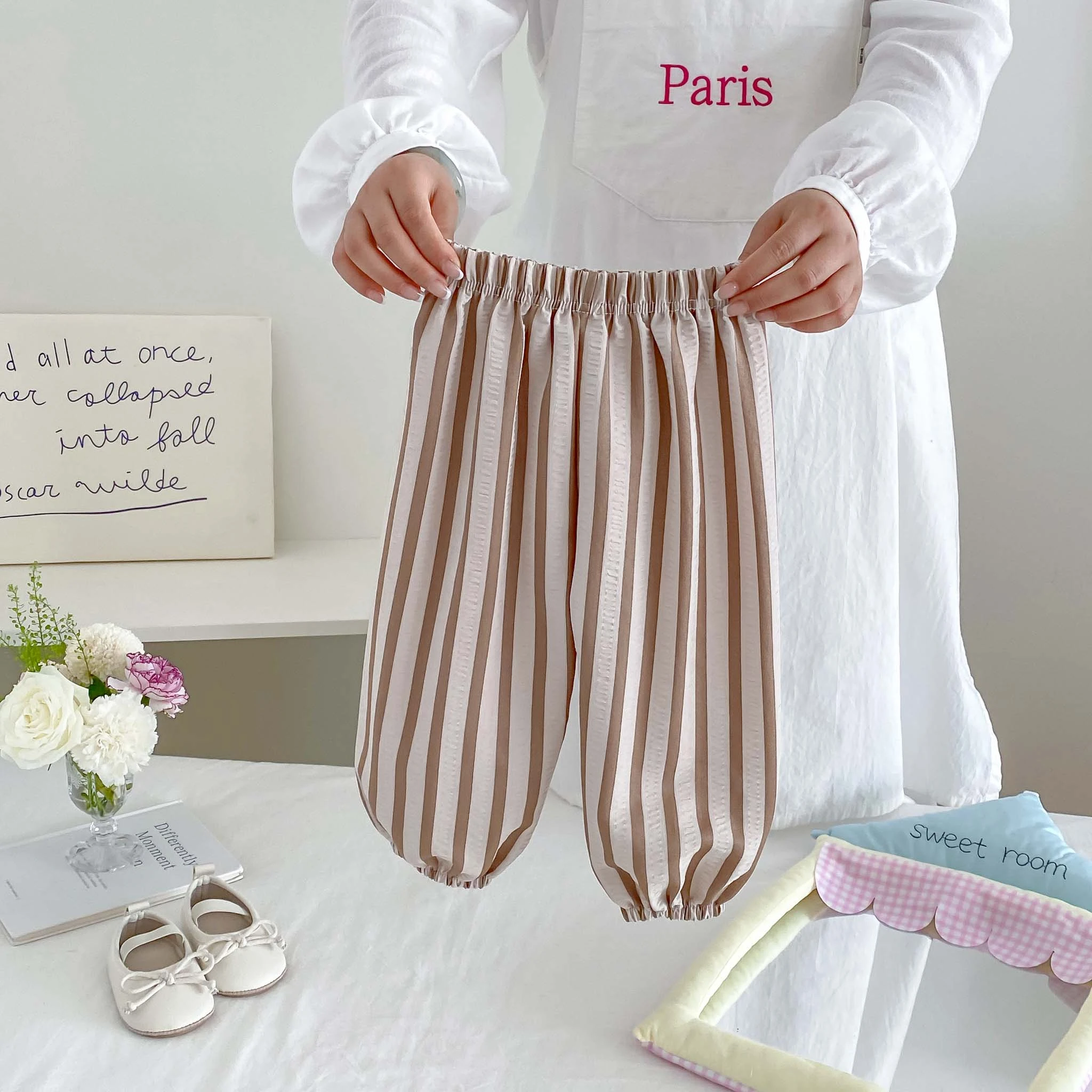 Small Children Lightweight Stripe Anti Mosquito Pants Baby Infant Soft Thin Bottoms Wear Popular Kid Daily Casual Pants Wear