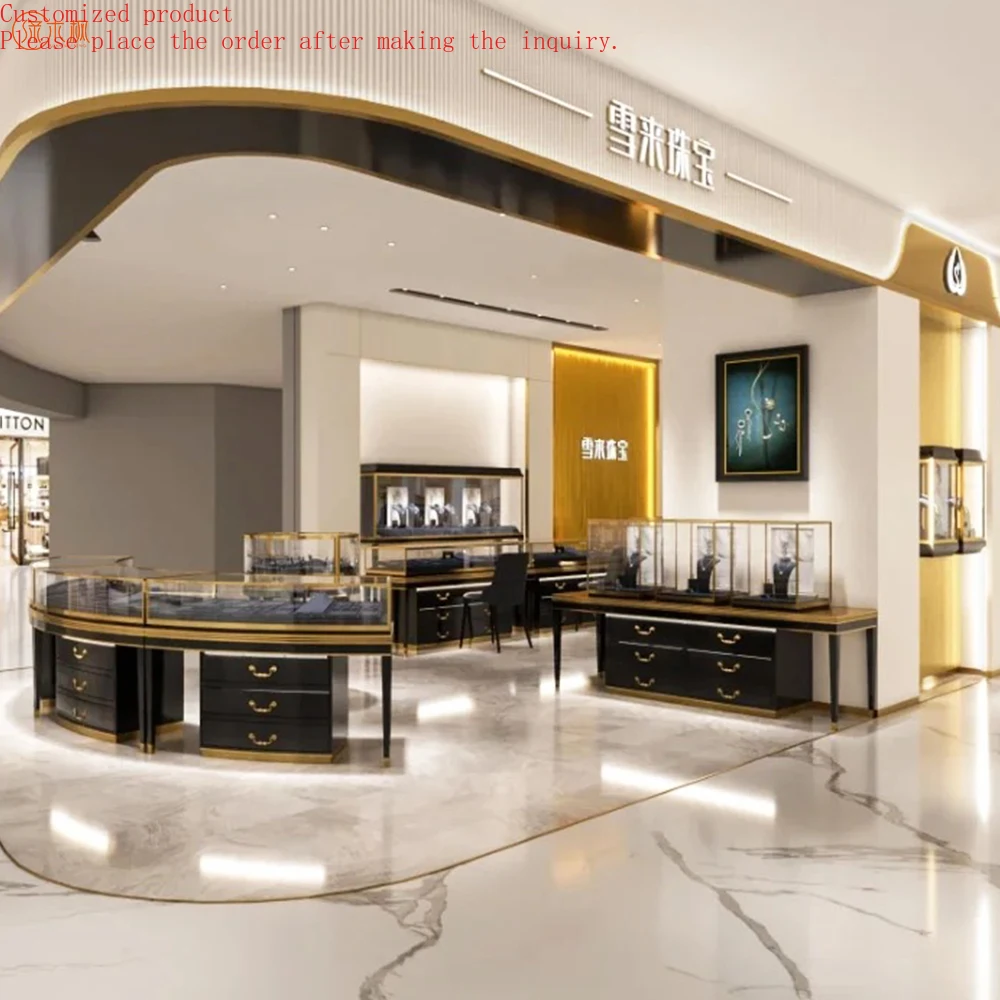 

Black Gold Mall Jewelry Store Design Custom Luxury Jewellery Showcase Manufacturer