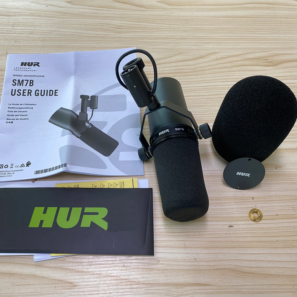 HUR SM7B Cardioid Dynamic Microphone Selectable Frequency Response Broadcasting Mic for Live Vocals Stage Recording Performance