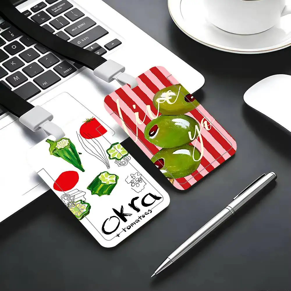 Striped Olive ID Card Holder Cute Badge Holder PVC Card Cover With Clear Window For Student Office Bus Card