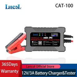 Lancol CAT100 12V 3A Fully Automatic Bluetooth Smart Battery Charger and Tester Maintainer 2 In 1 8 Stages Battery Charger