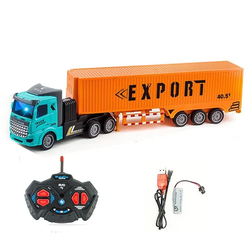 1/48 4CH รีโมทคอนโทรลไร้สาย Semi-trailer รถบรรทุกหนัก Transporter รถบรรทุกคอนเทนเนอร์จําลองของเล่นเด็ก