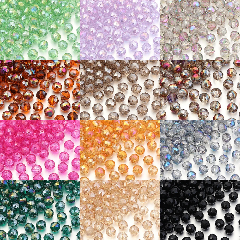 50pcs/lot Austria Crystal Glass Beads Round Flat Faceted Glass Loose Beads For Jewelry Making DIY Bracelet Necklace Accessories - view 6