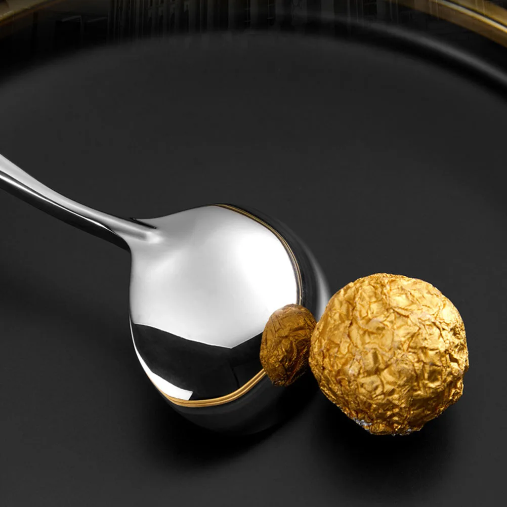 

Stainless Steel Spoon for Eating Soup Kids Dessert Tableware Heavy Duty Silver Metal Round Large MultipurposeSpoons