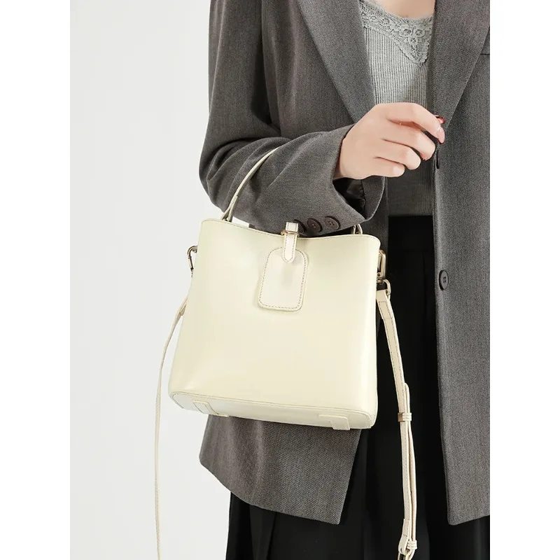 Women's Natural Cow Leather Shoulder Bag Ladies Retro Soft Cowhide Office Handbags Female Fashion Luxury Design Crossbody Bags