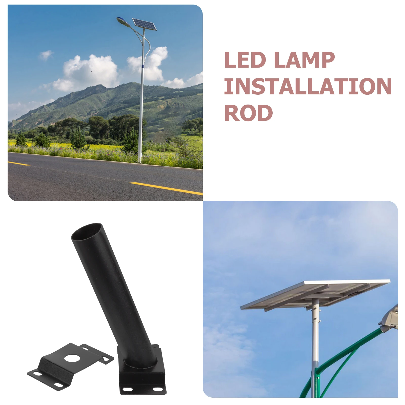 

Adjustable Mounting Rod for Street Light Solar Lamp Outdoor Stainless Steel Pole Garden Lighting Support Sturdy Metal Bracket