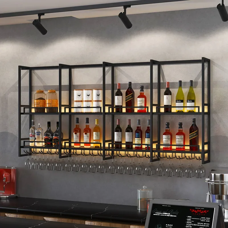 

Wine rack restaurant wall hanging creative shelf wine rack bar bar bar counter wall hanging wrought iron display rack