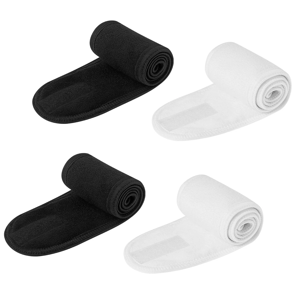 

4 Pcs Headbands Women Hairbands for Facial Shower Bath Makeup Adjustable Comfortable Quality Cloth One Size Fits Most Spa Tools