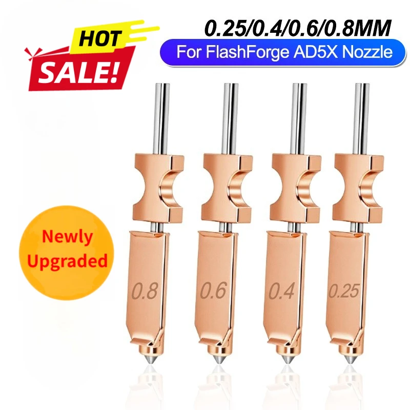 

Newly Upgrade Nozzle Detachable 0.25/0.4/0.6/0.8MM For Flashforge Ad5x Hotend Extruder Quick Release Heater Block Accessories
