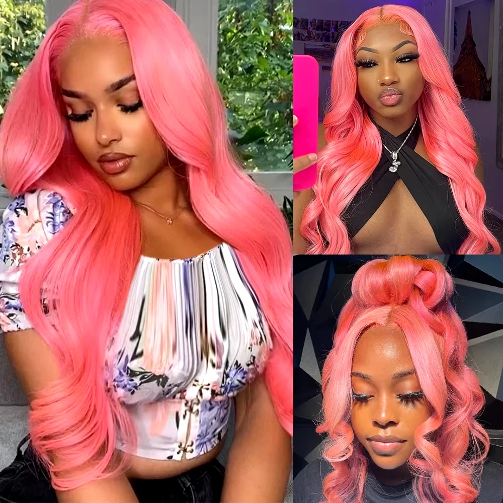 Wowear Roze Pruik Losse Body Wave 13x4 Kanten Voorkant Pruiken Gekleurd Menselijk haar Pruik Body Wave Kanten Voorkant Pruik 13x6 200% Dichtheid Voor Vrouwen