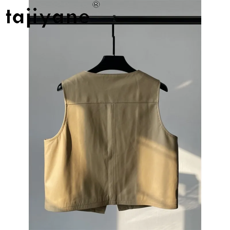 TAJIYANE Real Leather Jacket Woman Blazer Veste Femme Sheepskin Leather Coats Slim-fit Jackets for Woman Sleeveless  Дубленка