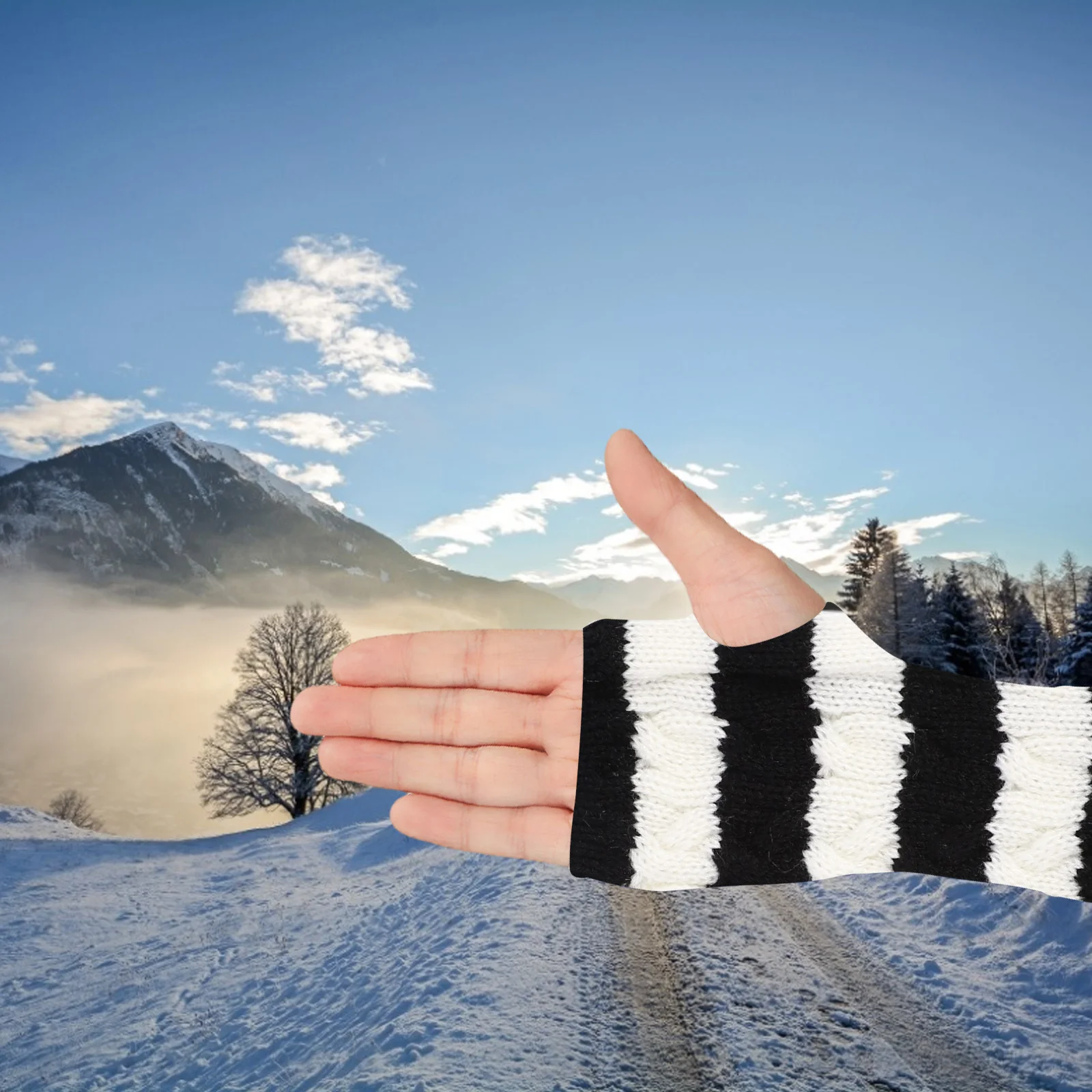 

1Pair Half-Finger Warm Knitted Woolen Yarn Winter Gloves for Cycling Running Driving Outdoor Activities Winter Gloves