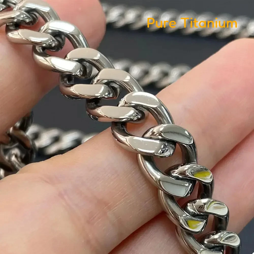 

Fashion TA1 Pure Titanium Cuban Link Chain Bracelet 9.5mm Anti-allergy Hip Hop Ti Chain for Men Women DIY Necklace and Bracelet