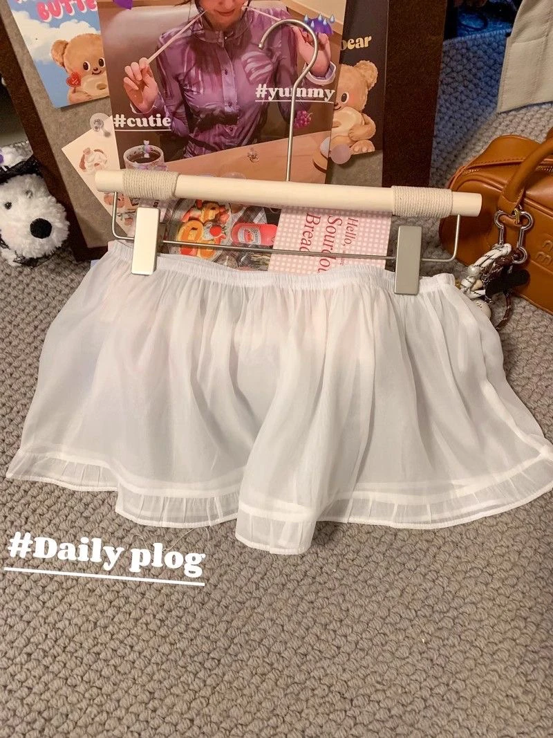 Ballet Sweet Cake Lace f Skirt with Bow Spring White Puffy Summer Tulle ort Net Skirt High Waist A-Line  Color