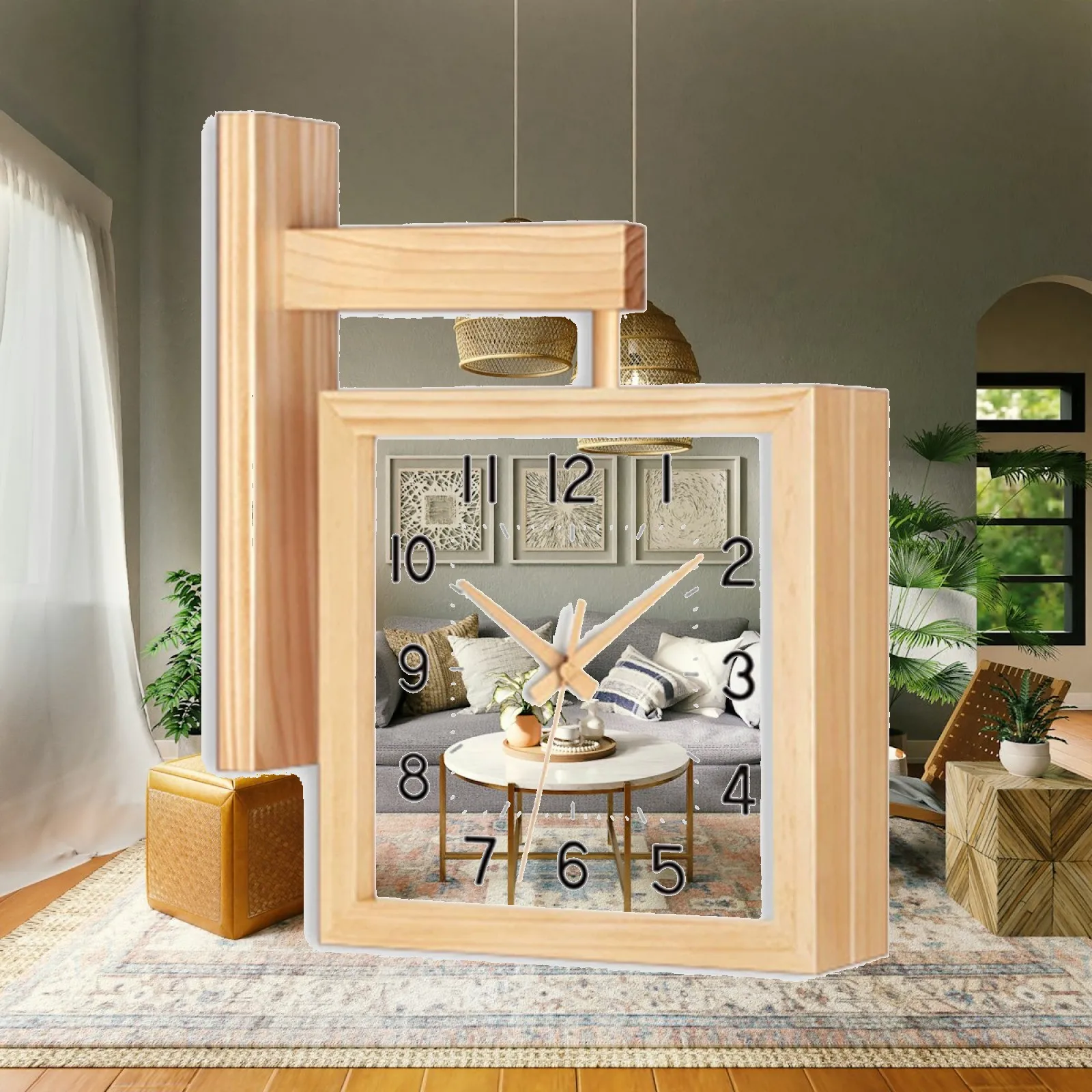 double-sided-wall-timepiece-noiseless-movement-two-sided-hanging-timepiece