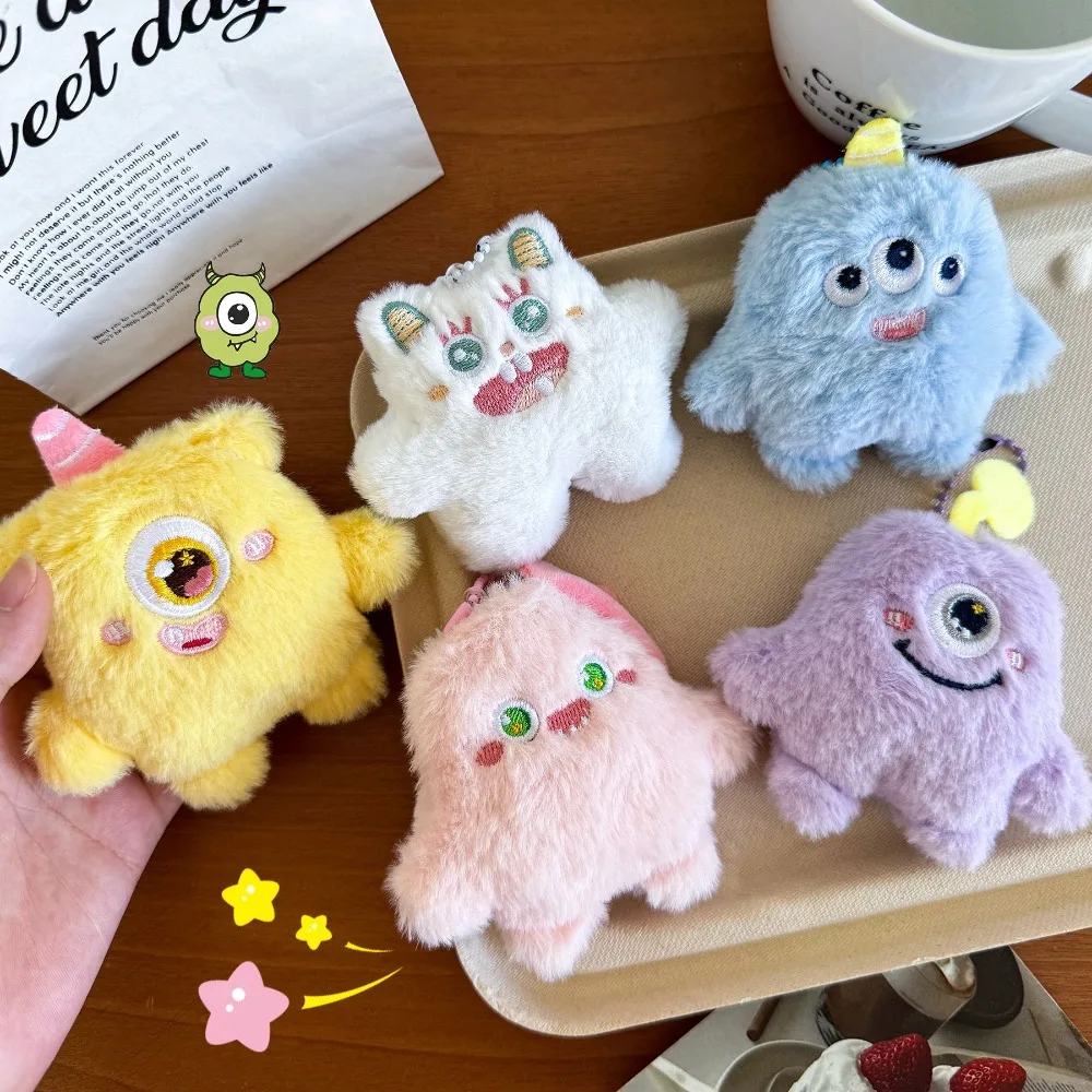 Cute Small Monster Doll Pendant Cartoon Plushring Doll Backpack Keychains  Cute Hanging Bags Decor Bag Pendant Birthday Gift