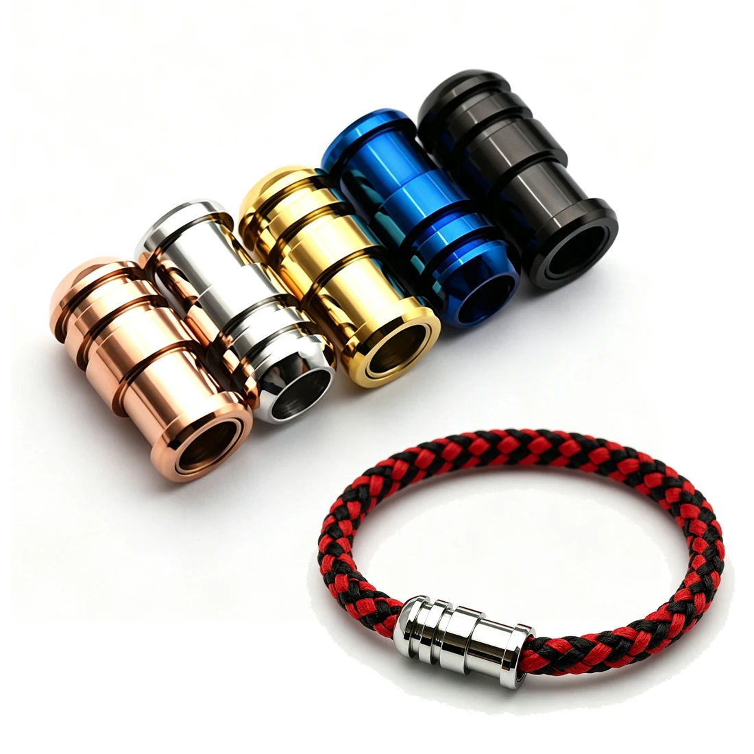 5/10Pcs Stainless Steel Grooved Tube Magnetic Clasp Strong Magnet Buckle Closure For DIY Leather Cord Bracelet Jewelry Supplies