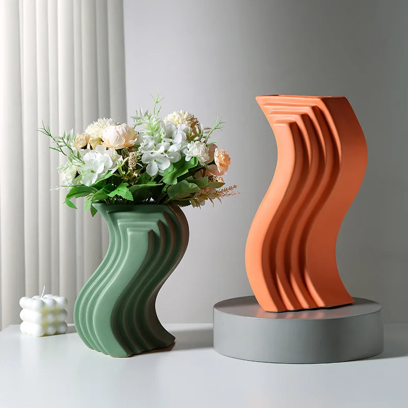 

Solid Color Abstract Art Vase Ins High Color Value Niche Geometric Home Soft Creative Ceramic Vase Hydroponic Flower Vase Orname