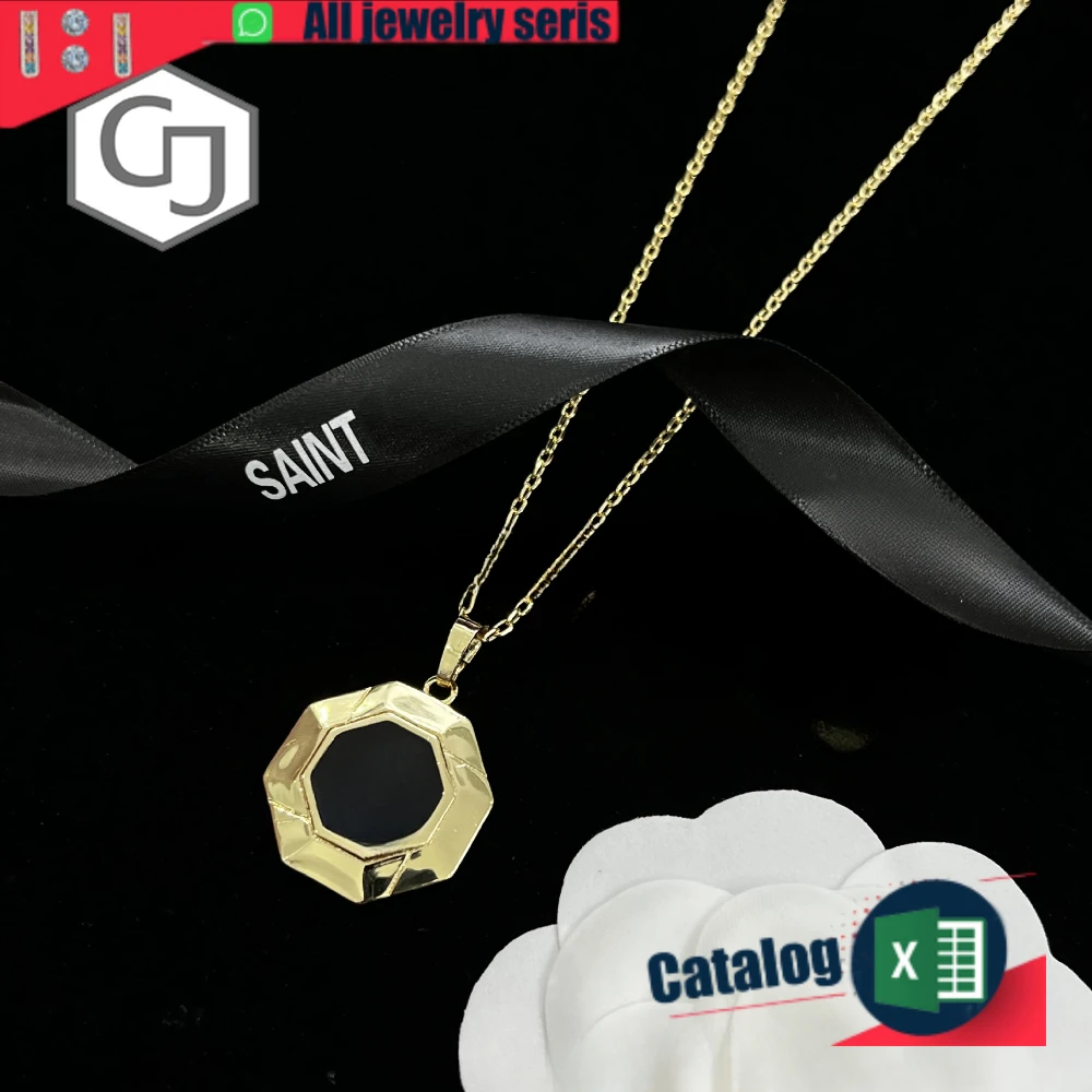 

Gold rhombus letter necklace poplar wood stud earrings retro fashion atmosphere men's and women's jewelry gold necklace