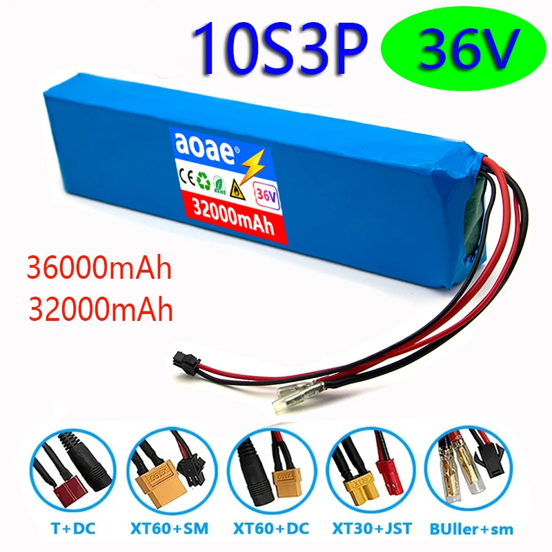 

36V 10.5Ah Battery ebike Battery Pack 18650 Li-ion Batteries 10S3P 32000mAh 1000w For High Power Electric Scooter Motorcycle