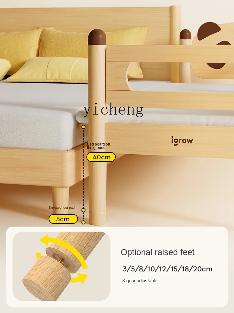 سرير أطفال مرقع من AH بالإضافة إلى سرير صغير بجانب السرير، سرير أطفال مسطح من الخشب الصلب #3