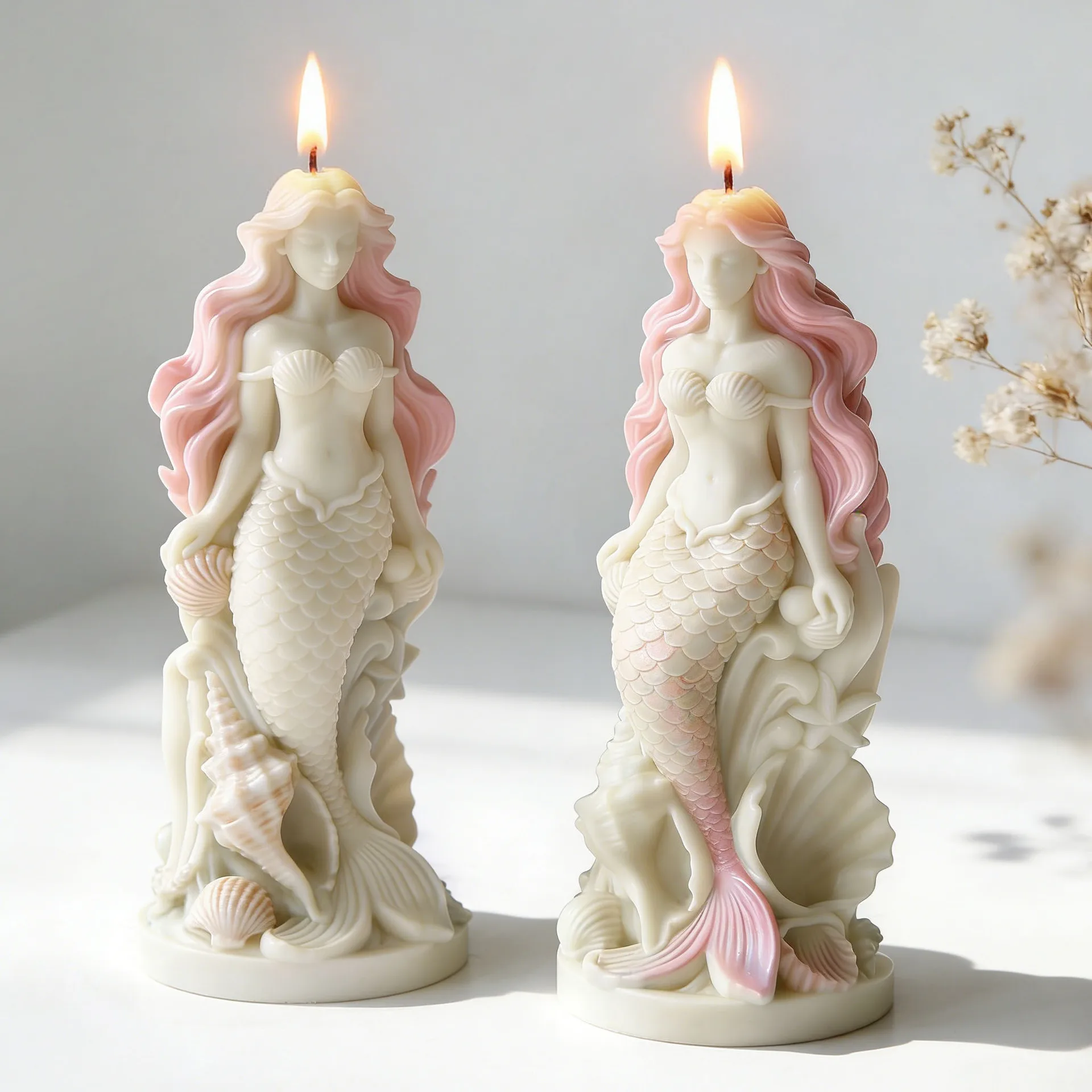 DIY Mermaid Shaped Silicone Mold Handmade Aroma Candle Plaster Ornaments Molds Fish Tail Gypsum Form Molds Home Decoration