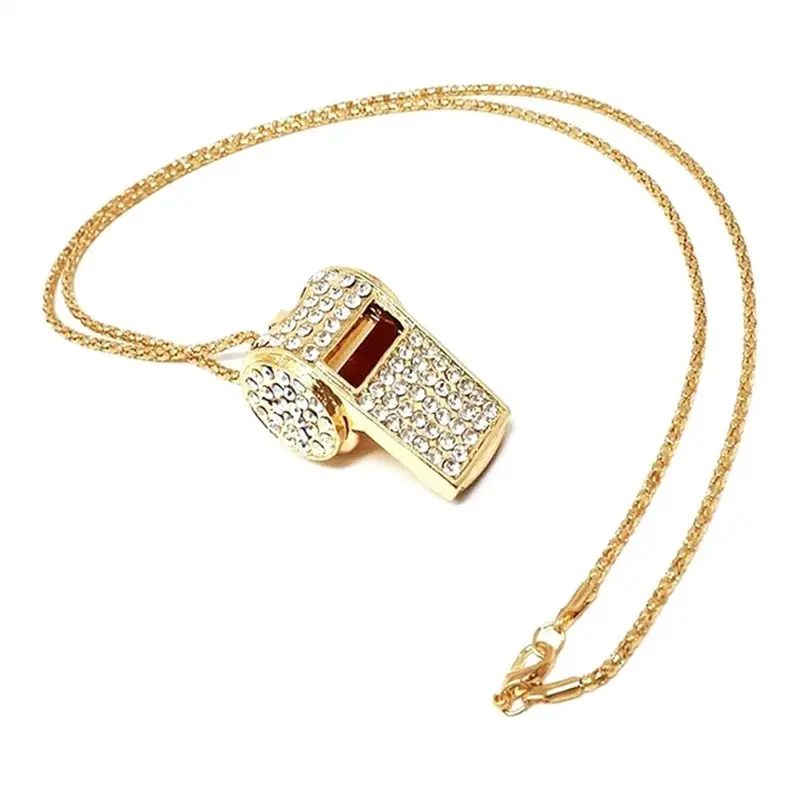 【قسيمة مستخدم جديدة!】2 عبوة من صفارة بلينغ كريستالية من حجر الراين مع سلسلة، صفارة لامعة مع سلسلة مفاتيح للحكم والمدربين والتعليم